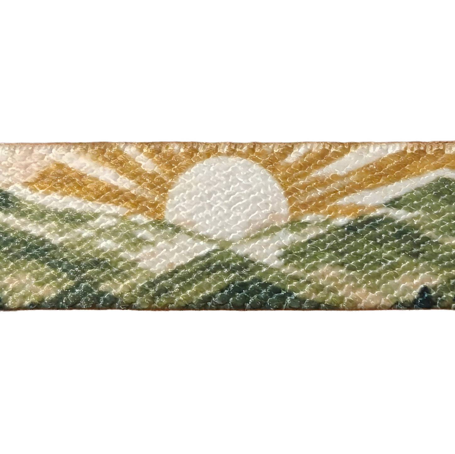 The sun-and-mountain pattern woven into your bracelet